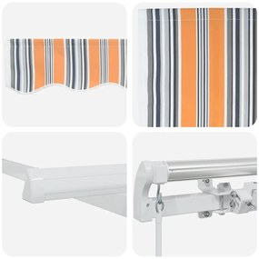 Toldo Retrátil Manual com Listras Multicoloridas 350x250 cm