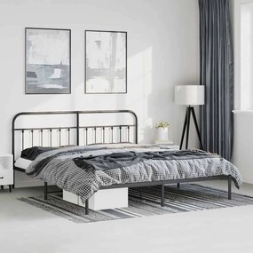 Estrutura de cama com cabeceira 193x203 cm metal preto