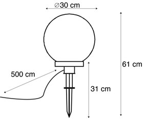 Lâmpada de exterior moderna com ponta de terra 30 cm IP44 - Bol Moderno