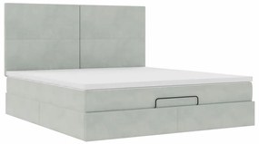 Estrutura cama otomana colchões 180x200cm veludo cinzento claro