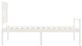 Cama para idosos com cabeceira 100x200 cm madeira maciça branco