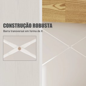 Secretária 110x50x102,6 cm Mesa de Escritório com 2 Compartimentos Abertos e Prateleira Branco e Madeira
