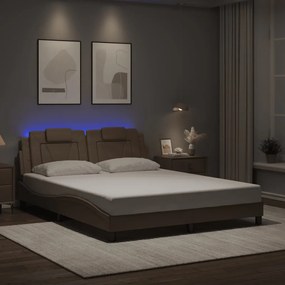 vidaXL Estrutura cama c/ luzes LED 160x200 couro artificial cappuccino