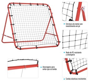 HOMCOM Rede de Rebote de Metal Rede de Rebote com Ângulo Ajustável e 2