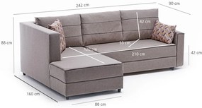 Sofá-Cama de Canto Ece – Creme – 242 x 88 x 90 cm