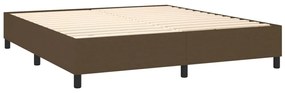 Cama box spring c/ colchão/LED 160x200cm tecido castanho-escuro