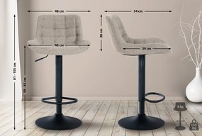 Conjunto de 2 bancos de bar Tover em tecido e com estrutura preta 48 x 81-105 x 54 cm Castanho acinzentado