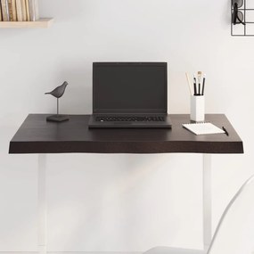 vidaXL Tampo de mesa com bordas vivas maciço tratado castanho-escuro