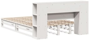 Cama com estante sem colchão 160x200 cm madeira maciça branco