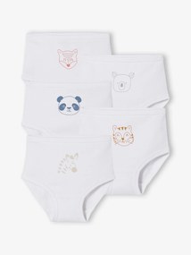 Oferta do IVA - Lote de 5 cuecas especial fraldas, em puro algodão, para bebé branco claro bicolor/multicolo