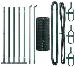 Cerca Euro da com 7 postes flangeados, 0,4 x 10m, em aço galvanizado.