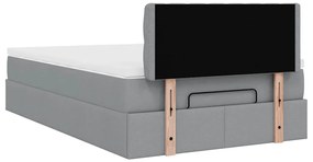 Cama otomana com colchão 120x200 cm tecido cinzento claro