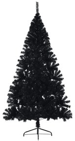 Meia árvore de Natal artificial com suporte 180 cm PVC preto