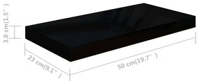 Prateleira de parede suspensa 50x23x3,8 cm MDF preto