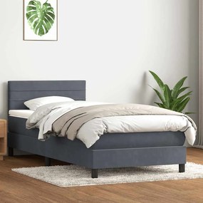 Cama com molas/colchão cinza-escuro 90x210 cm veludo