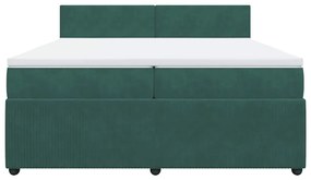 Cama com molas/colchão 200x200 cm veludo verde-escuro