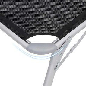 Espreguiçadeira jardim grande XXL 65 x 200 x 48 cm carga até 150 kg com pala de sol Preta