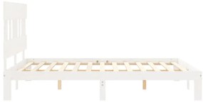 Cama sem colchão 160x200 cm madeira de pinho maciça branco