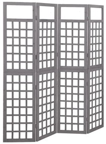 Biombo/treliça 4 painéis abeto maciço 161x180 cm cinzento