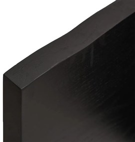 Tampo de mesa com bordas vivas maciço tratado castanho-escuro