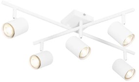 Candeeiro de teto moderno branco 5 luzes ajustável quadrado - Jeana