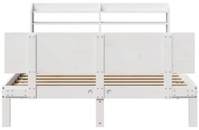 Estrutura de cama c/ cabeceira 150x200 cm pinho maciço branco