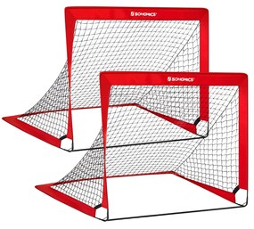 2 Balizas de futebol para crianças 120 x 80 x 80 cm vermelhas