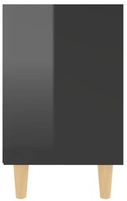 Mesa cabeceira pernas madeira maciça 40x30x50cm preto brilhante