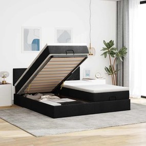 63 / 5,000vidaXL Estrutura de cama otomana com colchões tecido preto