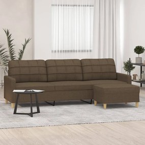 vidaXL Sofá de 3 lugares com apoio de pés 210 cm tecido castanho