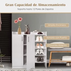 Sapateira 83 x 31,5 x 91 cm para guardar sapatos com prateleiras ajustáveis em 3 posições Branco