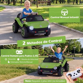 Carro Elétrico Infantil, 107,5 x 56 x 47,5 cm, com Controlo Remoto, Verde