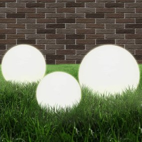 vidaXL Conjunto de candeeiros esféricos LED 3 pcs 20/30/40 cm PMMA