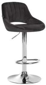 Banco alto Milet em veludo com estrutura cromada 85-106 x 47 x 48 cm Preto