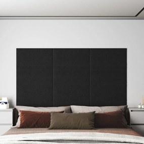 vidaXL Painel de parede 12 pcs 60x30 cm tecido 2,16 m² preto