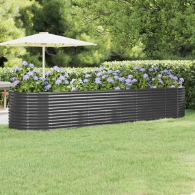 vidaXL Canteiro elevado jardim 396x100x68 aço revestido a pó antracite