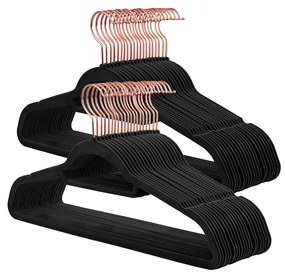 Conjunto de 50 cabides 45 x 23,5 cm Preto + Dourado