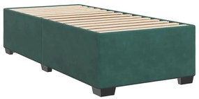 Cama com molas/colchão 90x200 cm veludo verde-escuro