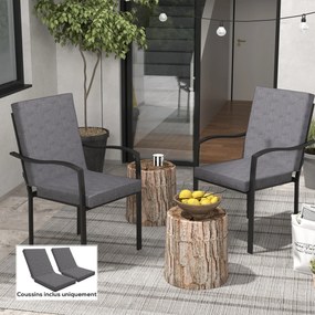 Conjunto de 2 almofadas de exterior para cadeira com encosto (NÃO INCLUIDAS), com presilhas, estofamento de 8 cm, 112 L x 51 L cm, cinzento escuro