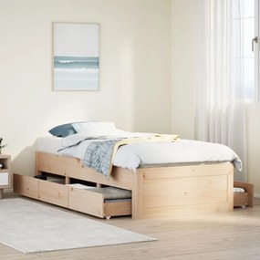 vidaXL Cama sem colchão com gavetas 90x190 cm madeira de pinho maciça