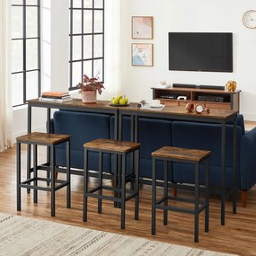 Conjunto de mesa de bar com bancos de bar Castanho Vintage