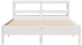 Cama sem colchão 140x190 cm madeira de pinho maciça branco