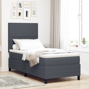 Cama Box Spring com Colchão Cinza Escuro 90x200 cm Tecido Veludo Cordu