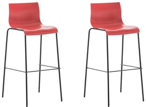 Conjunto de 2 bancos de bar Hoover em plástico e com estrutura preta 43 x 100 x 48 cm Vermelho