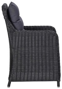 3 pcs conjunto de jantar para jardim preto