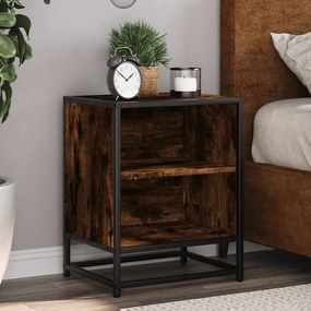 vidaXL Mesa de cabeceira em carvalho fumado 40x31x50cm madeira e metal