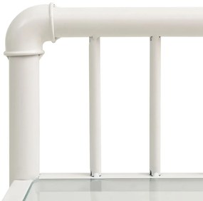 Mesas de cabeceira 2 pcs metal branco e vidro transparente