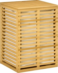 Cesto de roupa suja em bambu com saco de tecido removível e tampa - 44 x 37 x 62,5 cm