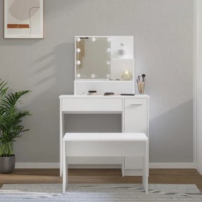 vidaXL Conjunto toucador c/ LEDs madeira processada branco