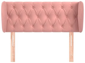 Cabeceira de cama c/ abas veludo 103x23x78/88 cm rosa